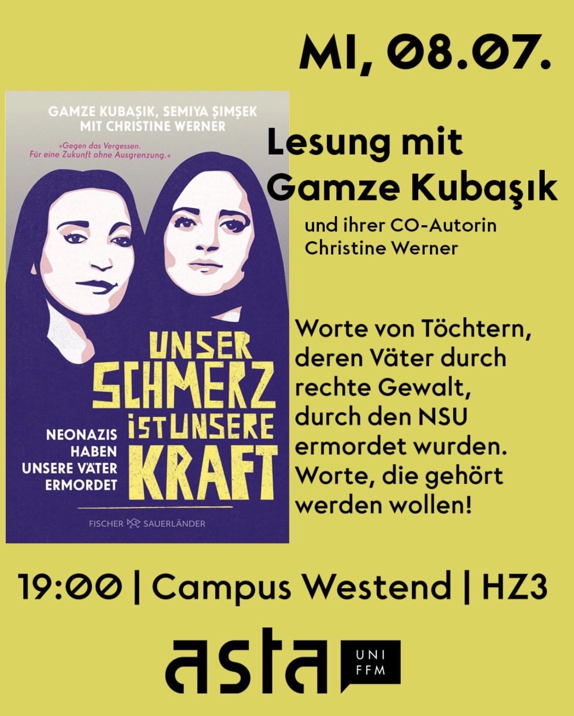 Lesung mit Gamze Kubaşık: „Unser Schmerz ist unsere Kraft“